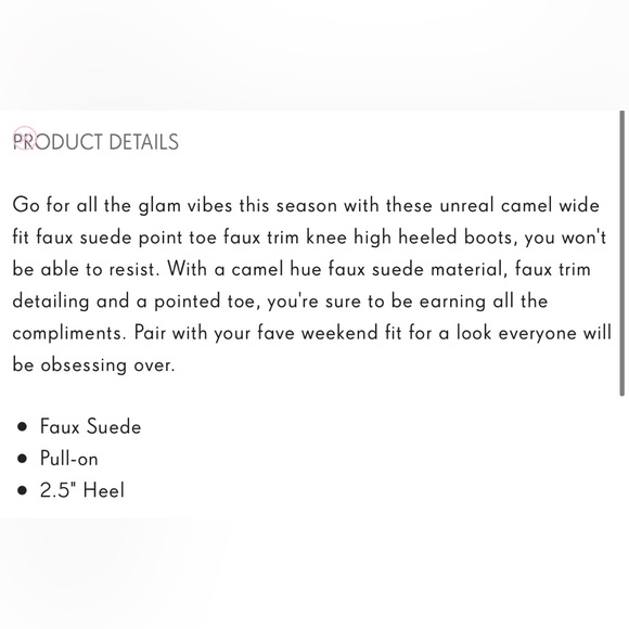 Pretty little things Wide Fit Faux Suede Point Toe Knee High Boots New PLT - Picture 5 of 7